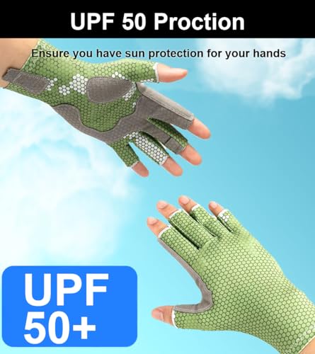 Anti-Slip Silicone Fishing Gloves - UV Protection - Large Grey