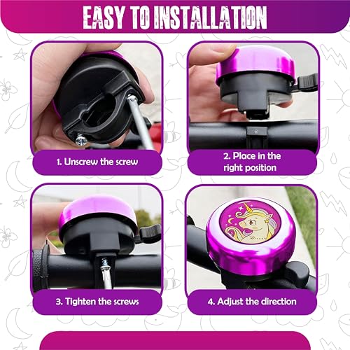 Kids Bike Bell with Streamer - Purple Cartoon Design