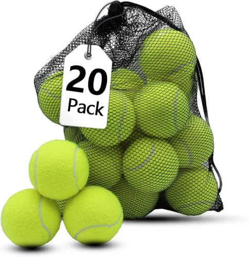 Swingers 20 Pack Tennis Balls - 2.58 inch Training & All‑Surface Balls (Yellow, 20 count)