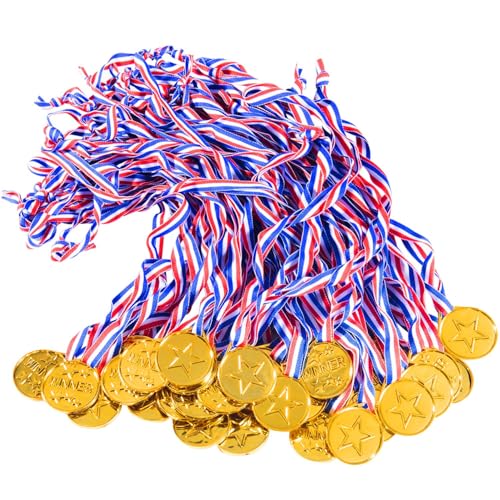 40 Plastic Gold Winner Award Medals for Sports & Parties