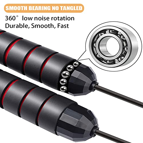 Adjustable Jump Rope for Fitness - Red, Durable PVC Coated Wire