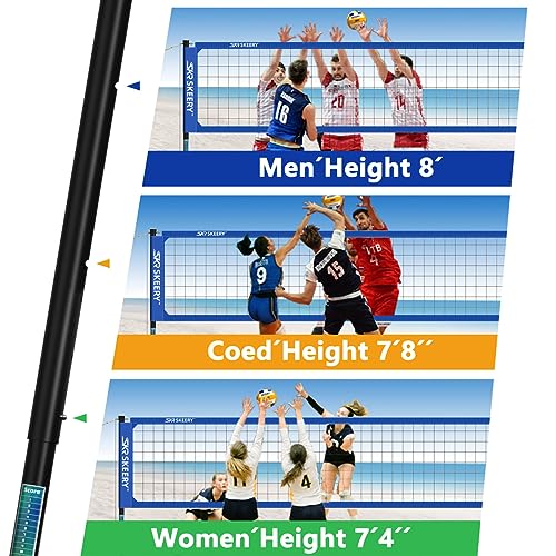 Outdoor Volleyball Net Set - Heavy Duty, Adjustable Poles, Blue