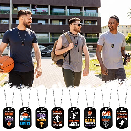 24 Pcs Dog Tags Necklaces - Acrylic & Metal Chain - Basketball