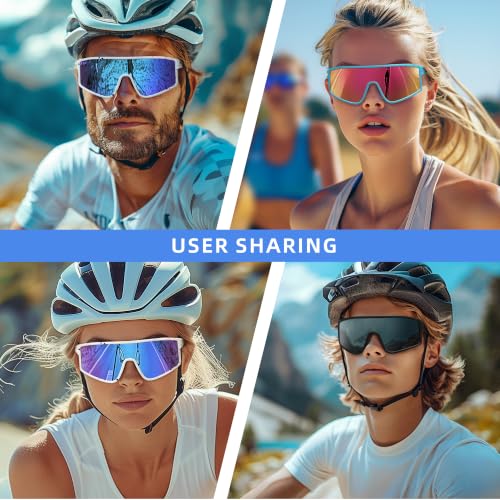 Kegrimi White Frame Iceblue Polarized Sports Sunglasses for Men & Women, UV400 Protection, 1 Pack