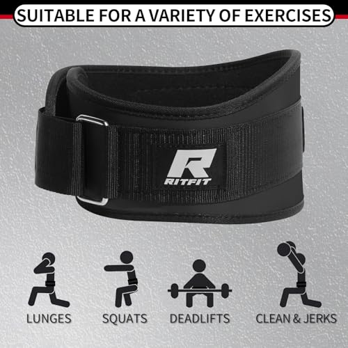 Weight Lifting Belt - 6 Inch Lumbar Support for Squats & Deadlifts - Black, M (30"-36")