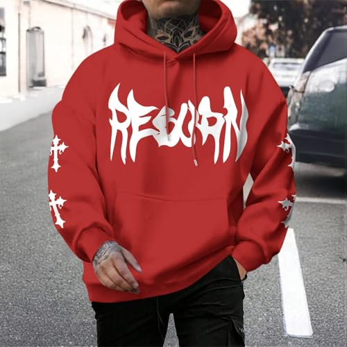 Vintage Religious Faith Hoodie - Jesus Cross Bible Verse - Red / Medium