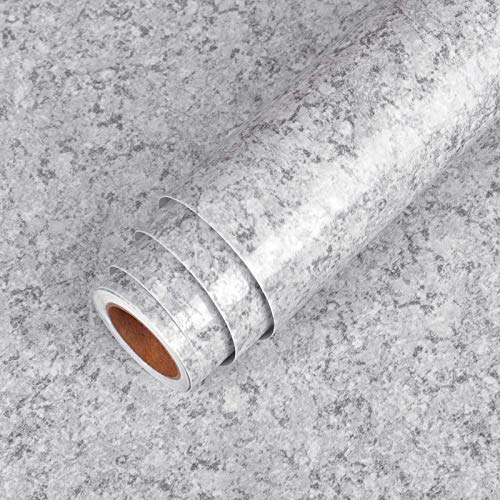 LaCheery Faux Granite Contact Paper for Countertops Waterproof Self Adhesive Granite Wallpaper for Kitchen Counter Contact Paper Peel and Stick Countertops Grey Wall Paper Desk Top Cover 15.8"x80"