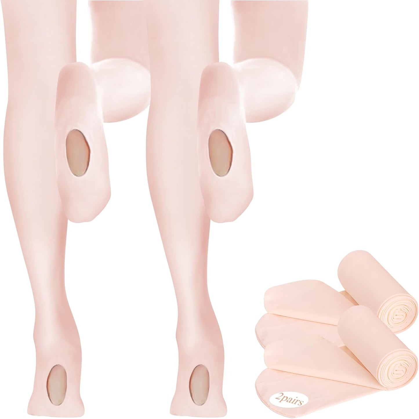 Buauty Ballet Dance Tights for Girls - Convertible Toddler Pantyhose | Soft Footed Leggings (2 Pairs)