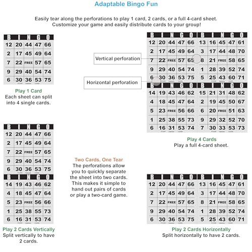 200 Bingo Cards, Large 4.5 x Inch, Paper Sheets