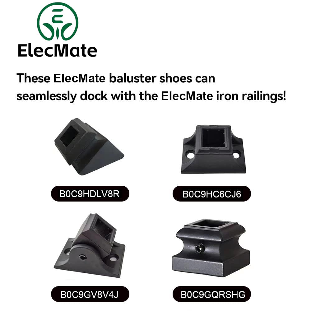 Elecmate Staircase Iron Balusters (Box of 10) Stair Spindles 1/2" Square Metal Balusters - Hollow Single Knuckle Staircase Spindles (Real Satin Black), E03-1