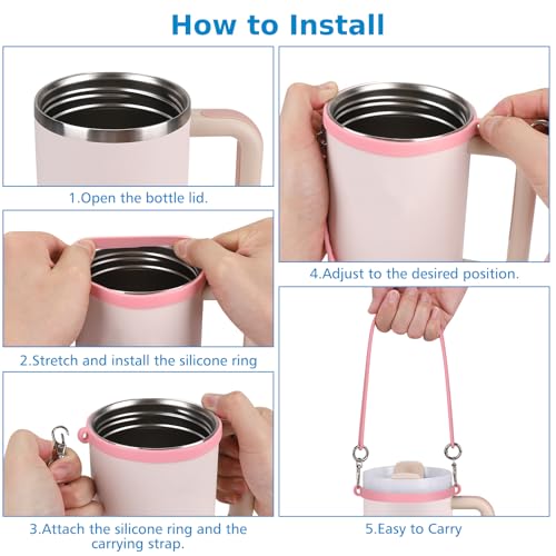 Silicone Water Bottle Sling with Strap and Boot - Pink