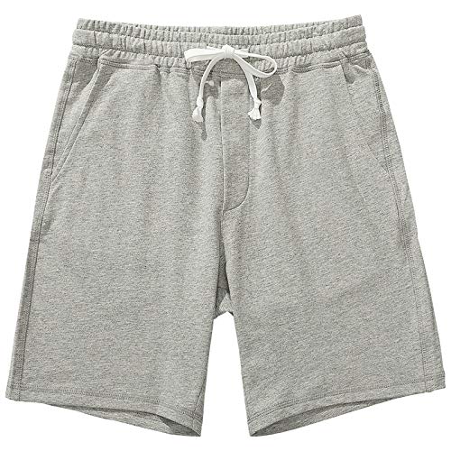 AMY COULEE Men's Casual 8" Cotton Workout Shorts Gray Medium with Pockets