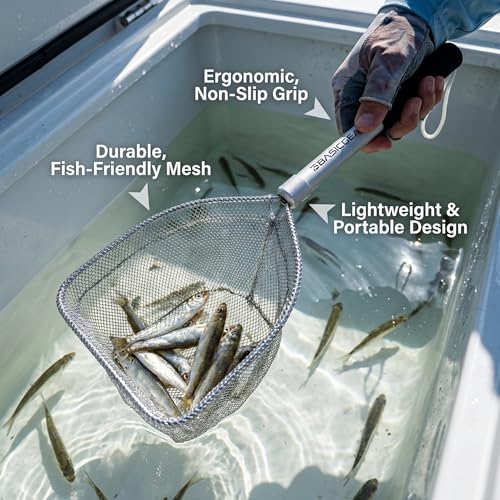 BasicGear® Medium Baitwell Landing Net - Ultra-Light Float Design, 8x6 Inch Hoop