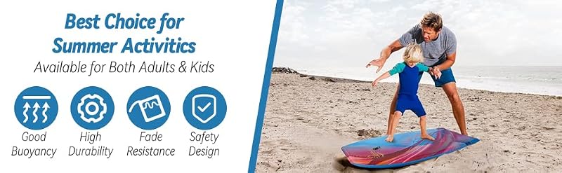 33-Inch Lightweight Body Board with EPS Core & Leash - Blue