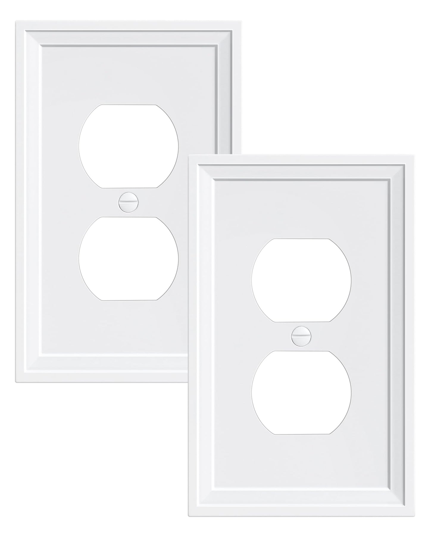 TREEWELL 2-Pack Duplex Outlet Cover, Natural Bamboo Fiber Switch Plates and Outlet Covers, White Decorative Wall Plates for Electrical Outlets, 1 Gang Receptacle Cover, Corrosion Resistant