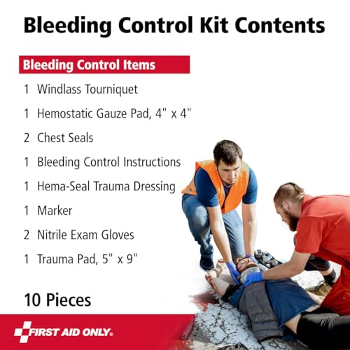 Bleeding Control Kit with Tourniquet - 10 Piece Emergency Set