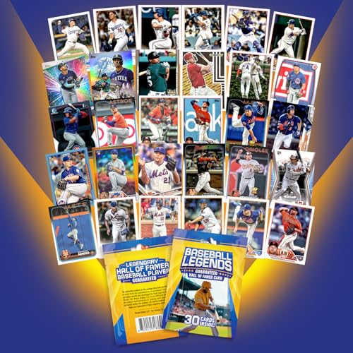 Baseball Legends Pack - 30 Trading Cards with Hall of Fame Player