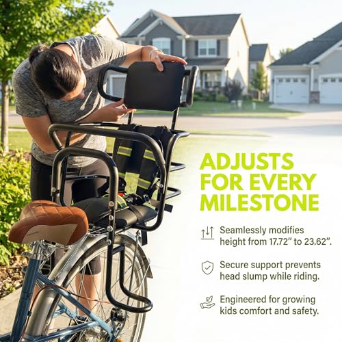 Kid's Bike Seat with Adjustable Headrest - Black