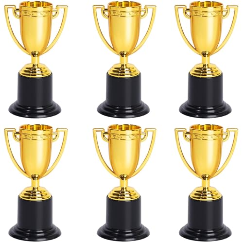Mini Gold Trophy Cups Set - 4 Inch, 6 Pack Award Trophies for Sports & Parties