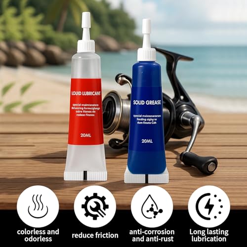 Fishing Reel Oil and Grease Kit - 1.35oz Portable Set - 2