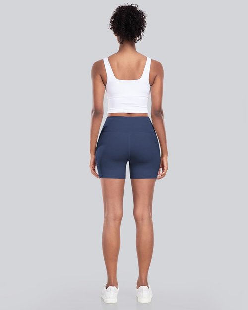 CHRLEISURE Women's Biker Yoga Shorts - High Waisted Tummy Control Spandex | 4-Pack with Pockets