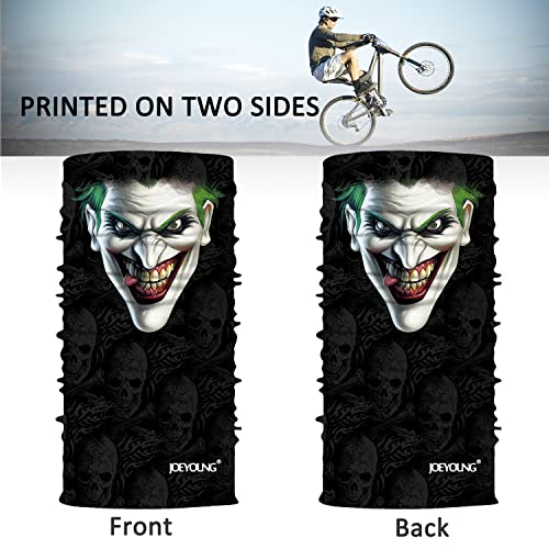 Skull Face Mask Neck Gaiter UV Sun Dust Headwear - Black & Joker