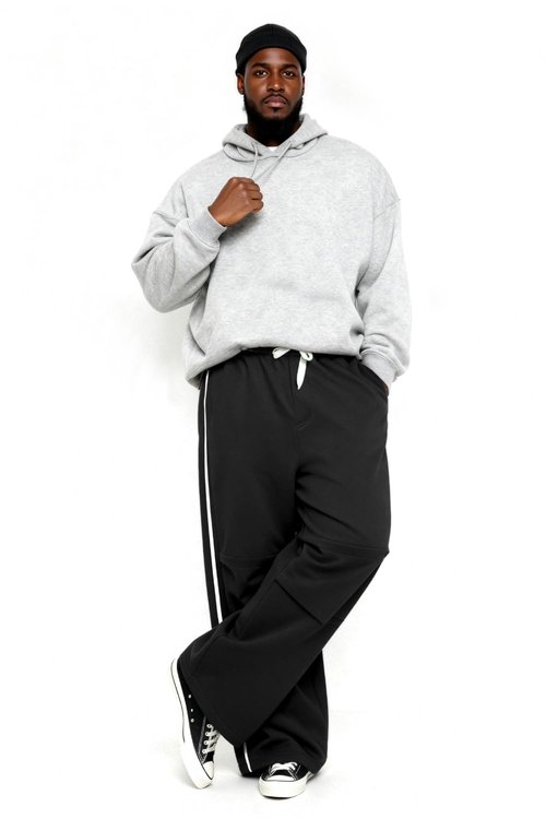 GINGTTO Mens Baggy Sweatpants Wide Leg Y2k Track Pants Men Loose Fit Open Bottom Sweat Pants for Men Black L