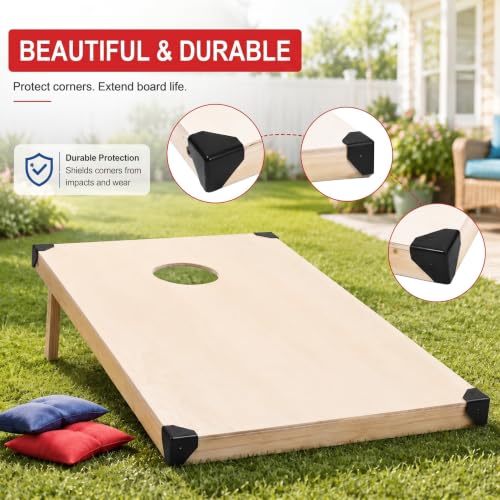 9 Pack Cornhole Board Corner Guards - Black PP Protector