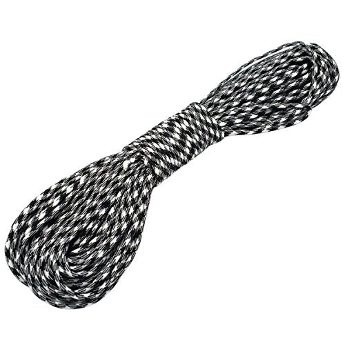 100ft 7-Strand Core Paracord 550 Parachute Rope - White & Black