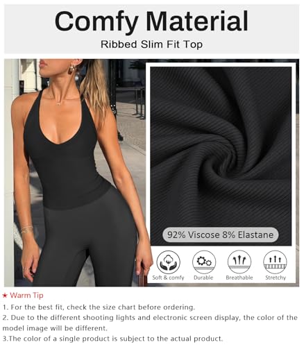 Women's Black Small Racerback Split-Back V-Neck Workout Tank Top