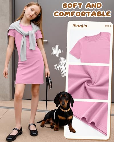 3-Pack Girls Bodycon T-Shirt Dresses for Casual Wear