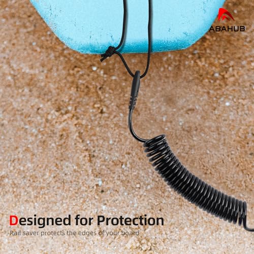10 ft Coiled SUP Leash - Durable Anti-Slip Paddle Board Strap - Black Lite