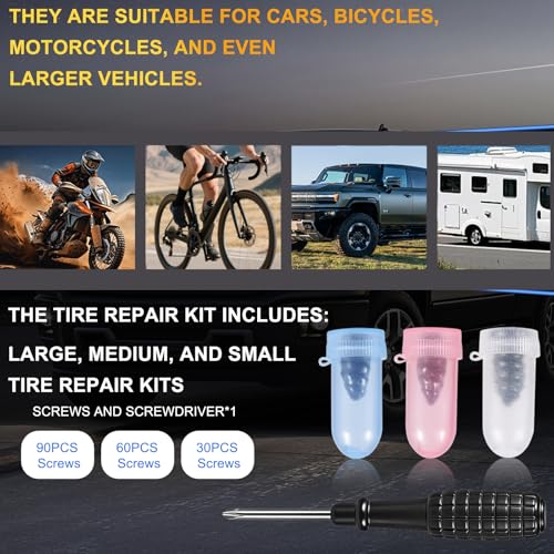 Tire Repair Rubber Nail Kit - 90/60/30pcs, 3 Sizes