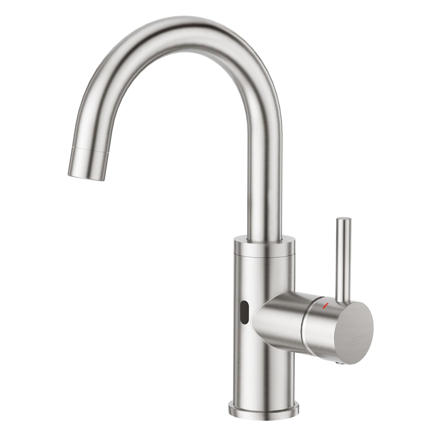 CREA Touchless Bar Sink Faucet,Brushed Bathroom Facuets 1 3 Holes, Single Handle Kitchen Faucets with Deck Plate,360°Swivel Stainless Steel Small Kitchen Faucet for Mini Pre Sink RV Vanity Faucet