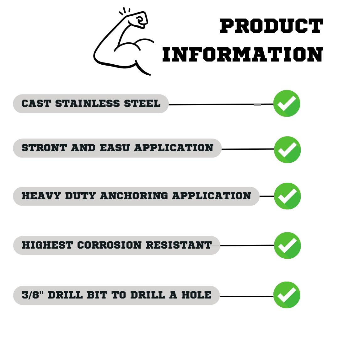 Mighty Fasteners Wedge Anchors – Heavy-Duty 304 Stainless Steel Expansion Bolts for Concrete & Masonry, Rust-Resistant & Durable - 3/8" X 3" - 5 Pack