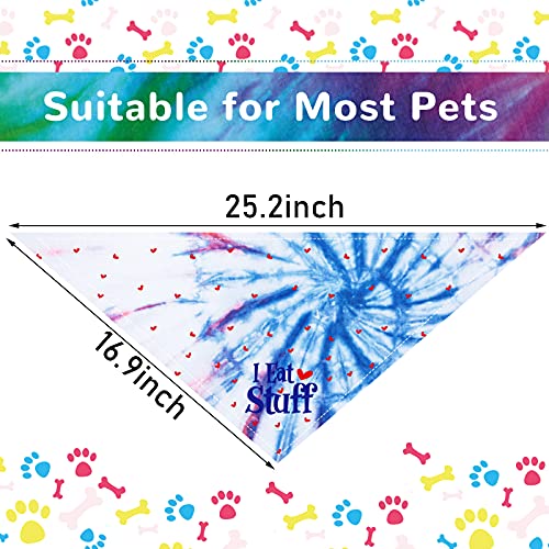 6 Pack Adjustable Tie Dye Dog Bandanas - Colorful Pet Scarves