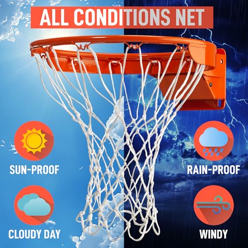 Heavy Duty Basketball Net Replacement - 12 Loop All Weather Hoop Net