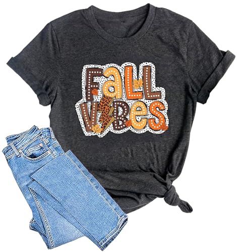 Dandelion Graphic T-Shirt for Women - Short Sleeve, Dark Grey, Small