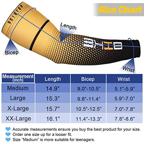 UV Protection Cooling Arm Sleeves for Men & Women - Large Yellow