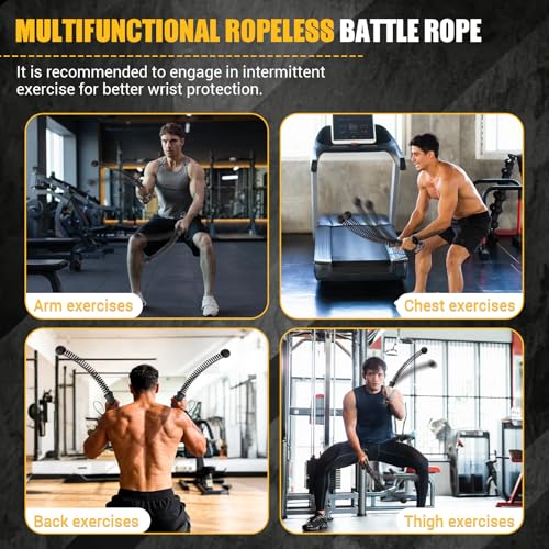 Portable Ropeless Battle Rope for Home Gym - 1.61 lb, Anti-Slip Handles