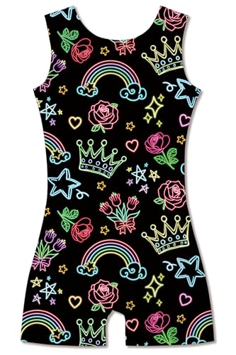 Gymnastics Leotards for Girls 8-9 Years - Neon Ballet Unitard with Shorts