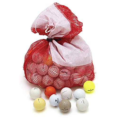 Bastex 50 Mix Hit-Away Recycled Golf Balls with Mesh Carry Bag – Practice/Range