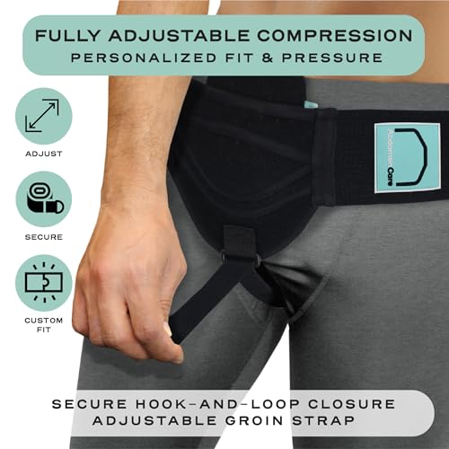 Abdomencare Black Inguinal Hernia Belt for Men & Women S/M Support Groin Truss
