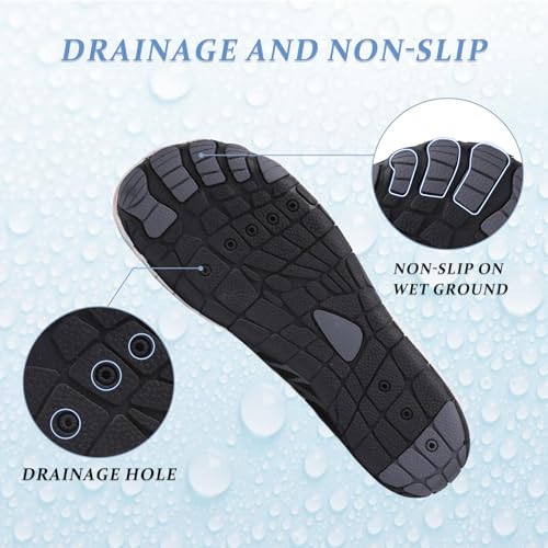 Jmzb Unisex Barefoot Water Shoes for Women & Men - Black Wide Toe Size 8 Women / 6.5 Men, Non-Slip Trail Sneakers