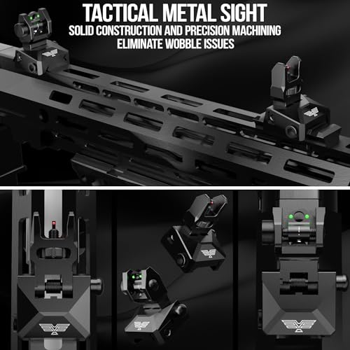 Flip-Up Fiber Optic Iron Sights for Picatinny Rail - Adjustable Backup Sights with Red Green Dots