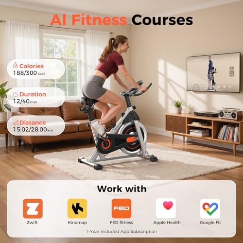 Magnetic Exercise Bike with App Training - Orange | 300 lb Capacity
