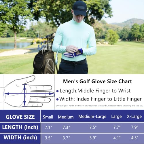 PGM Premium Left-Hand Golf Glove Men X-Large Blue - Comfortable, Durable Grip