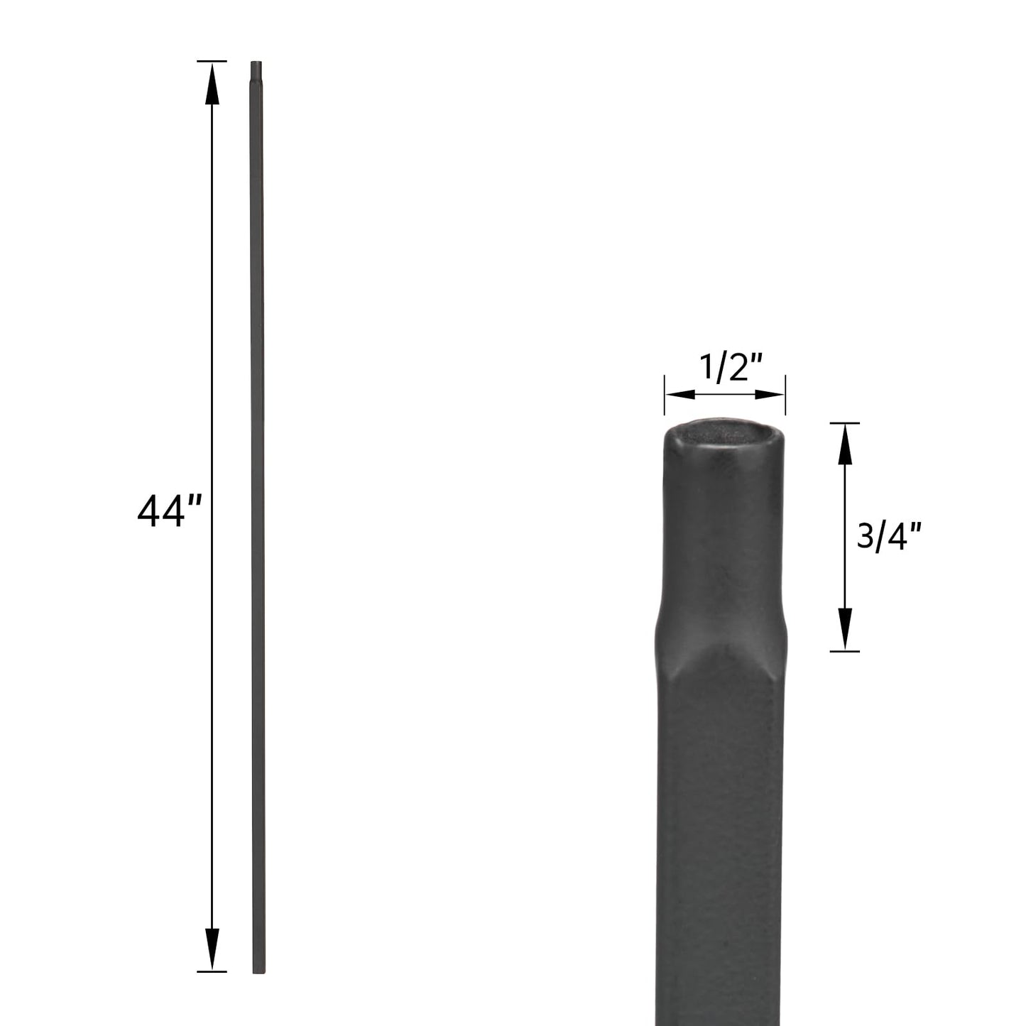 Gleefurny Balusters for Staircase Interior - Stair Railing Indoor Spindles, Iron Balusters Banister, Hollow Square, 1/2inch x 44inch, Plain Iron Balusters and Swivel Shoes (Pack of 10), Satin Black