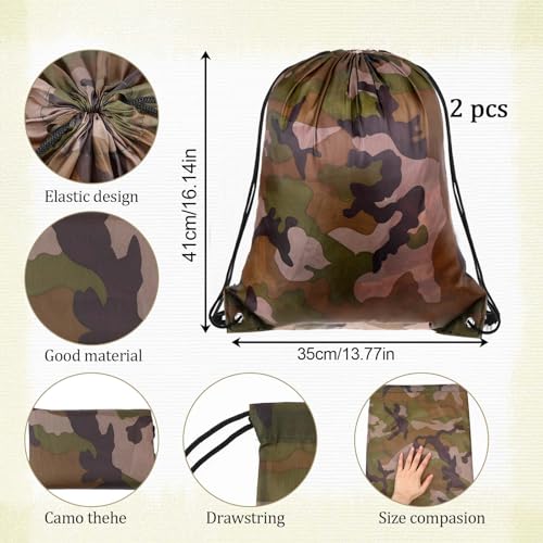 2PCS Waterproof Camouflage Drawstring Backpack - 16.5 x 13.8 Inch