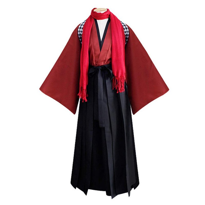 Japanese Hakama Pants Traditional Kimono Hakama Aikido Kendo Uniform Martial Arts Samurai Costume(11-red Top,Medium)